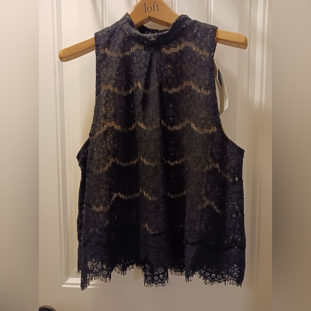 Sleeveless lace/nude blouse